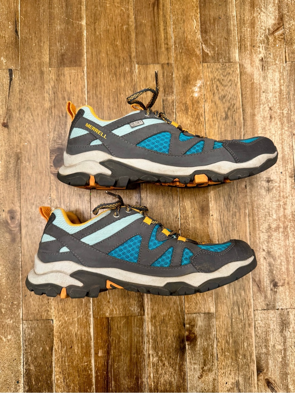 Merrell Brand Teal Blue & Gray Trail Hiking Shoes Sz. 7